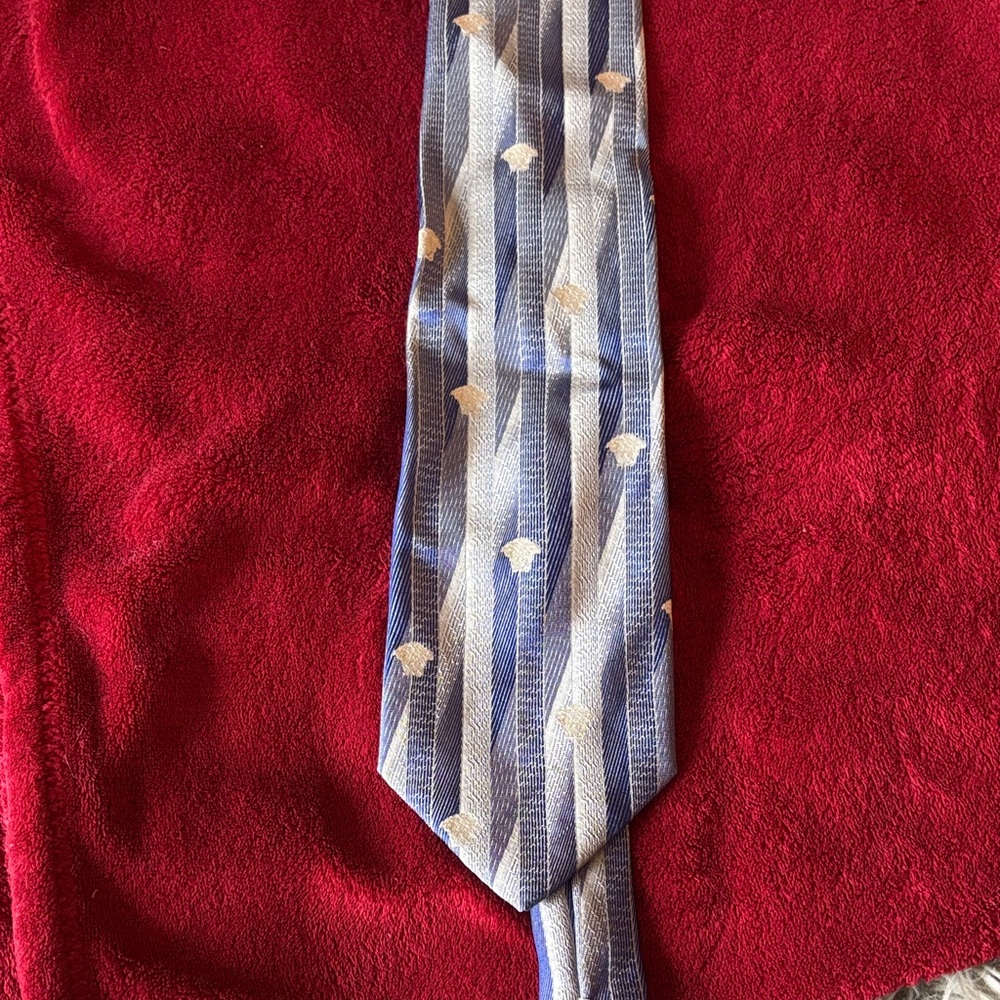 Versace Blue and Silver Patterned Tie
